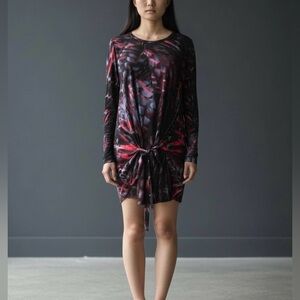 Vivienne Tam Abstract Silk Tie Front Mini Dress